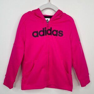 Adidas Girls' Pink Fleece Zip-Up Hoodie with Pockets Size 5